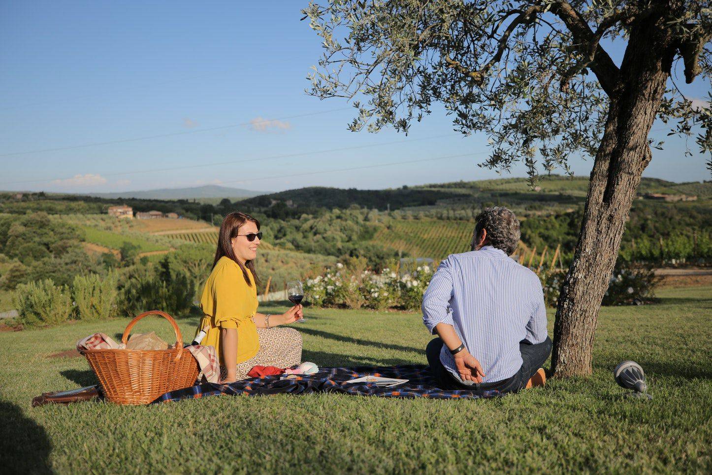  - Tuscany picnic with a bottle of wine